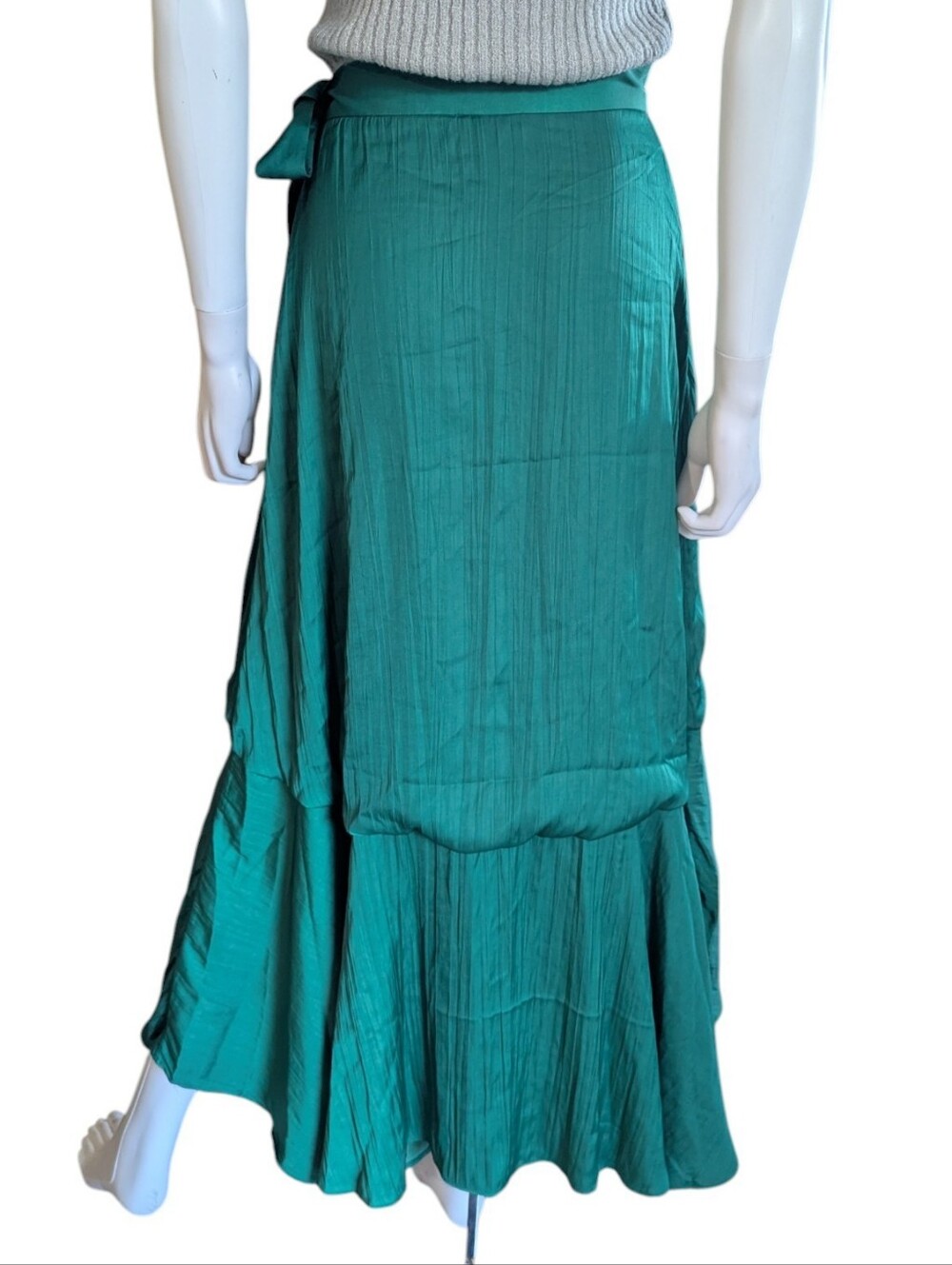 Anthropologie Maeve Ruffled WrapMaxi Skirt Evergreen - Picture 8 of 13